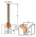 Фреза концевая калевочная HW Z2 S=12 D=19X13 R=6,35