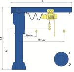 Кран консольный электрический стационарный на колонне грузоподъемность 1,0 т - Раздел: Подъемное оборудование